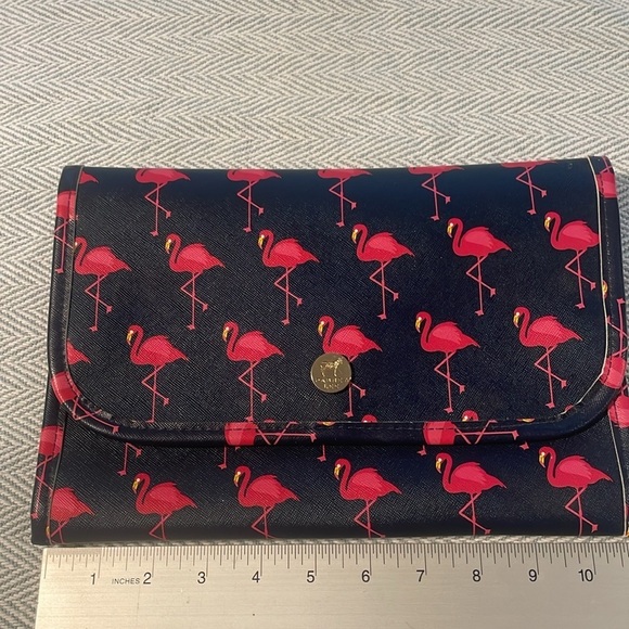 Dabney Lee Handbags - Dabney Lee Navy and Pink Flamingos Hanging Travel case. New Without Tags.